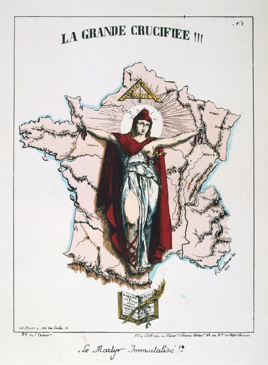 Le Martyr Immortalise!, allegoria republikaanisesta Ranskasta, 1871. tekijältä E. Courtaux