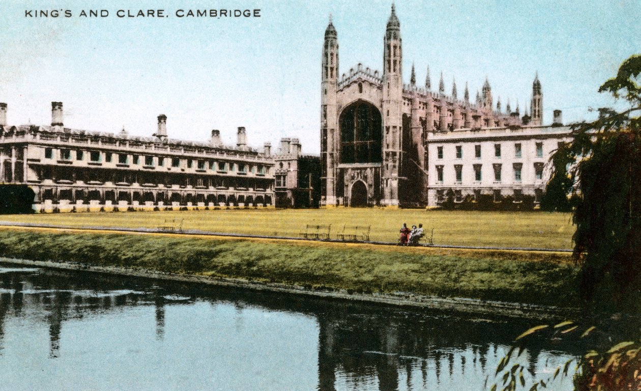 Kings and Clare Colleges, Cambridge, Cambridgeshire, 1900-luvun alku. tekijältä E. Dennis