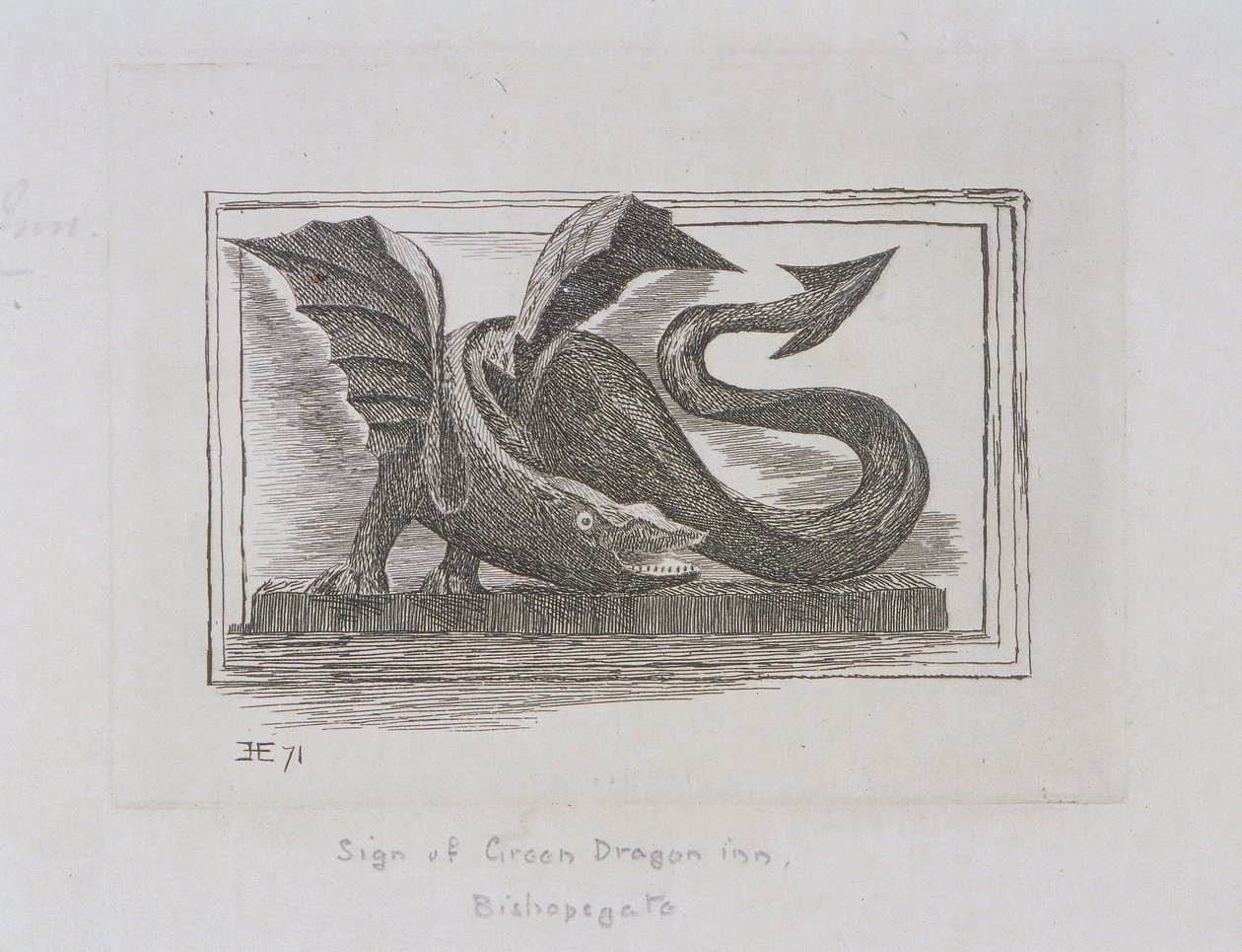 Green Dragon Inn -kyltti, Bishopsgate, Lontoo, 1871 tekijältä E Edwards