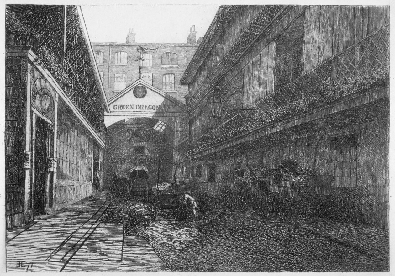 Green Dragon Inn, Bishopsgate, Lontoon kaupunki, 1871 tekijältä E Edwards