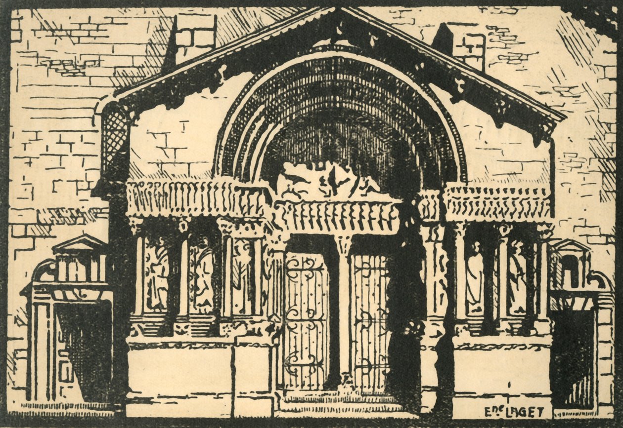 "St-Trophime - Le Portail - St-Trophimen kirkon portaali", 1920-luku. tekijältä E Laget