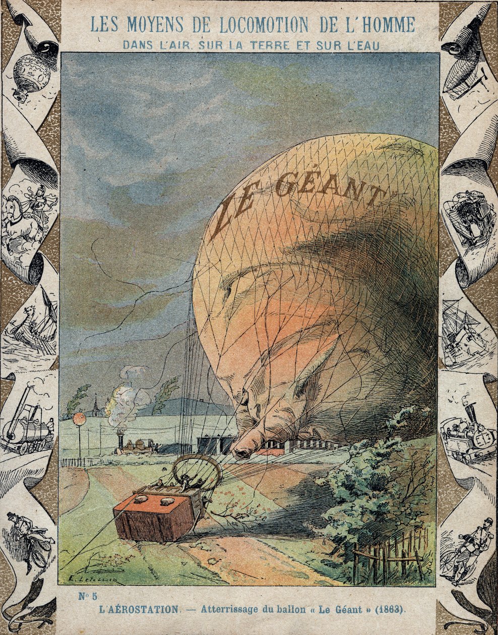 Le Giant -aerostaatti putoaa lähellä Hannoveria - lokakuu 1863 tekijältä E. Letellier