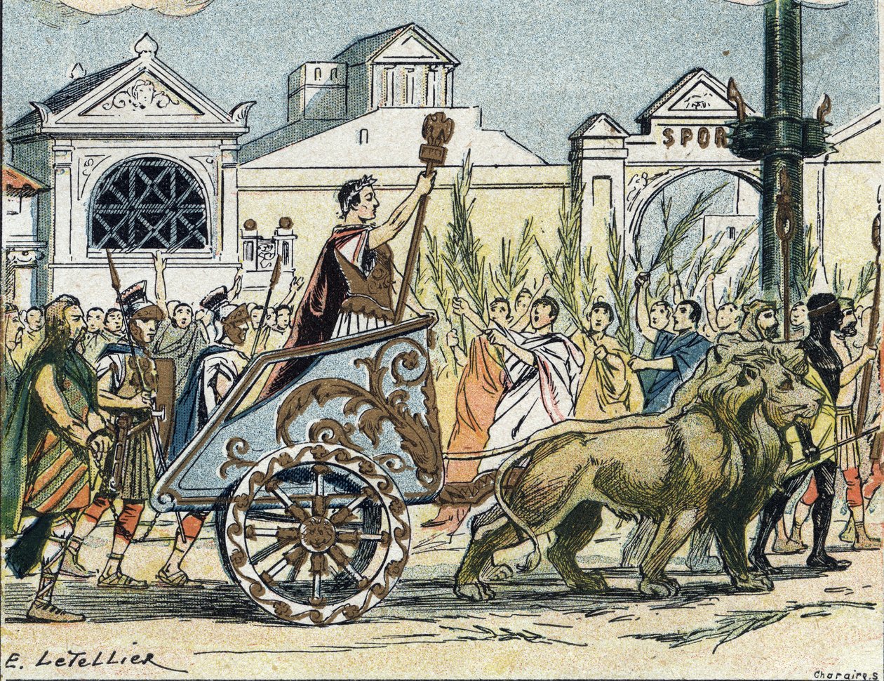Jules Cesarin (Giulio Cesare tai Caius Julius Caesar) poliitikon ja roomalaisen kirjailijan voittokortee tekijältä E. Letellier