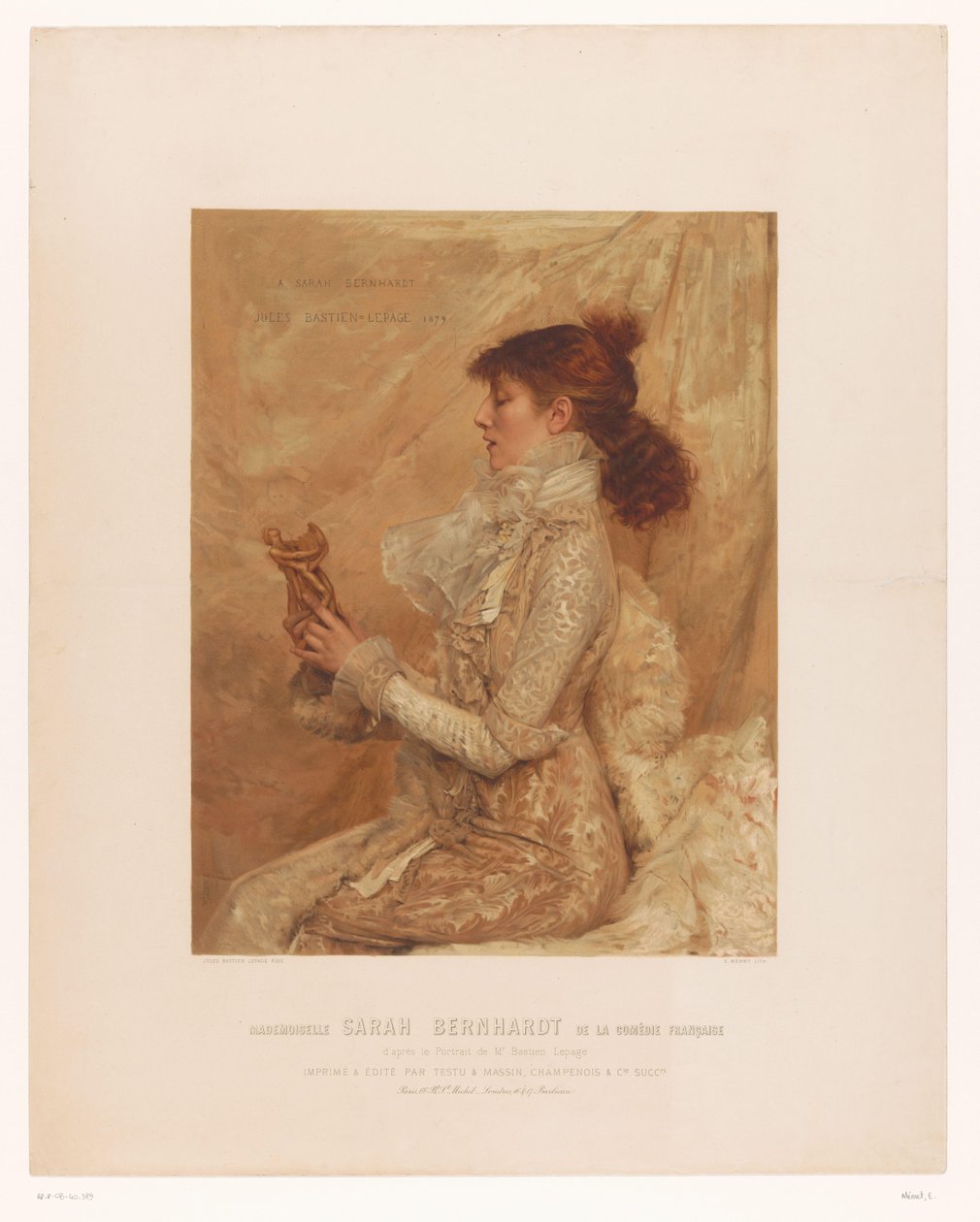 Sarah Bernhardtin muotokuva Mademoiselle Sarah Bernhardt ranskalaisesta komediasta (nimi esineessä) tekijältä E. Mémet