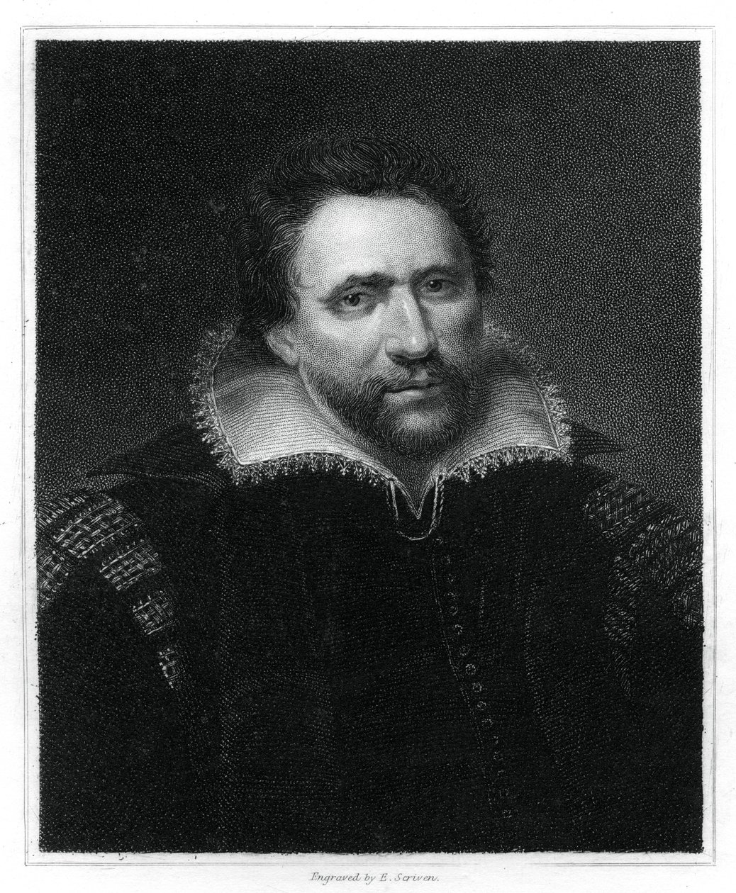 Benjamin Jonson, englantilainen renessanssidraamakirjailija, runoilija ja näyttelijä, 1834. tekijältä E. Scriven