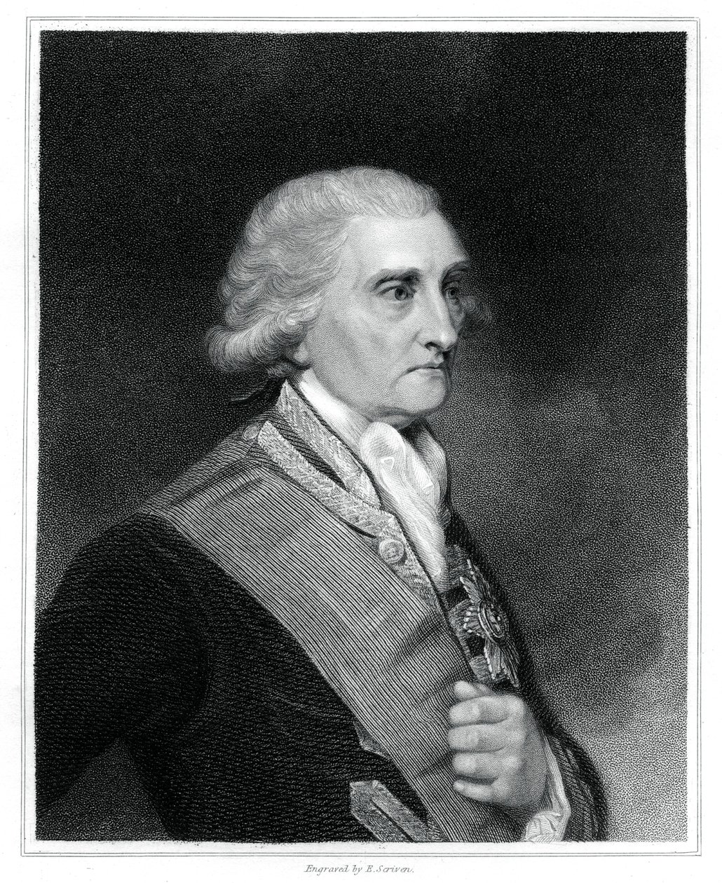 George Brydges Rodney, 1. Baron Rodney, brittiläinen merivoimien upseeri, 1833. tekijältä E. Scriven