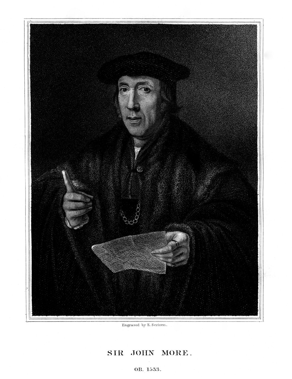Sir John More, englantilainen lakimies, 1826. tekijältä E. Scriven