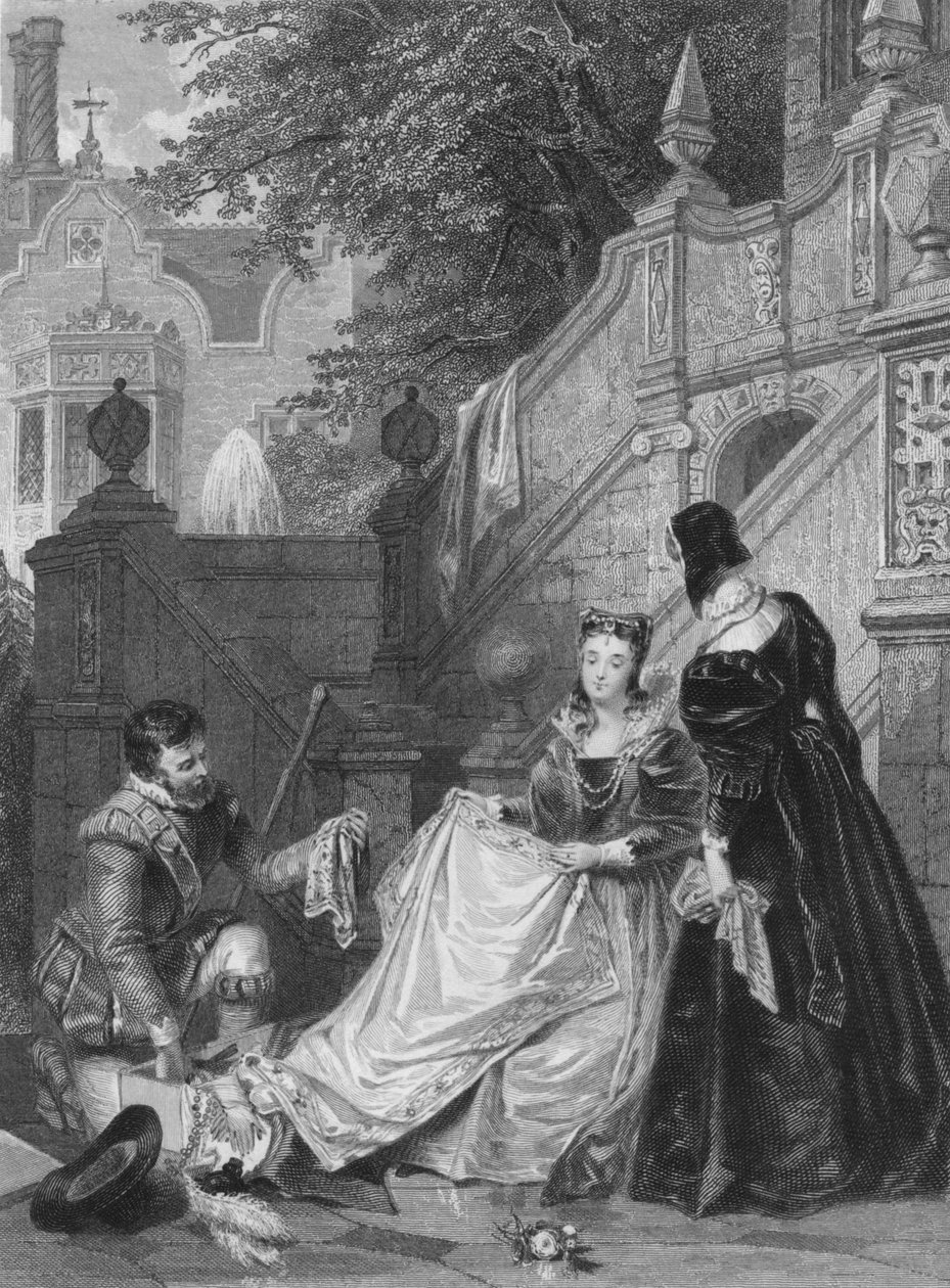 Kohtaus Sir Walter Scotts Kenilworthista. Wayland, Amy Robsart & Janet, 1834. tekijältä E. Smith