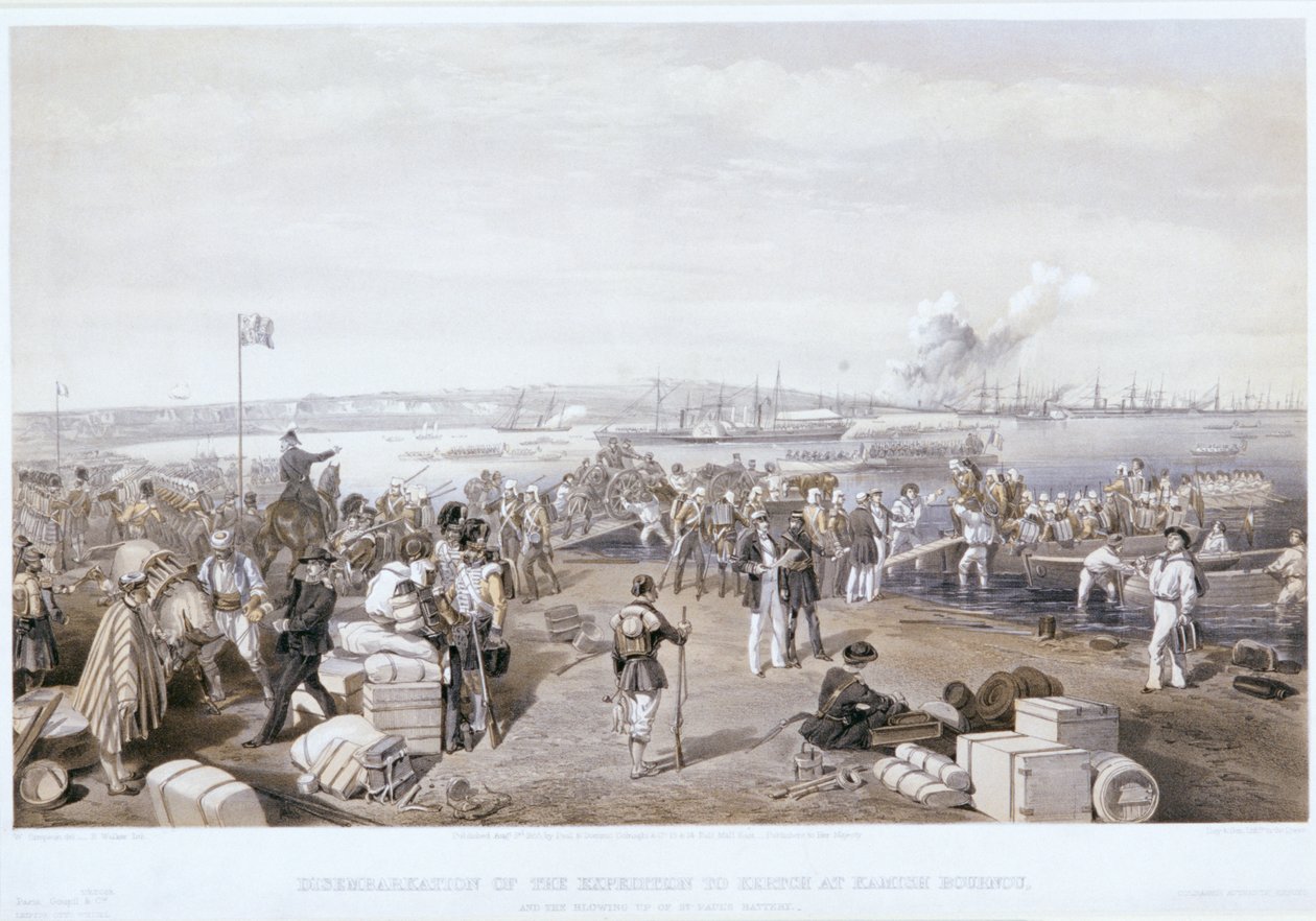 "Kertch-retkikunnan poistuminen Kamish Bournoussa", 1855 tekijältä E Walker