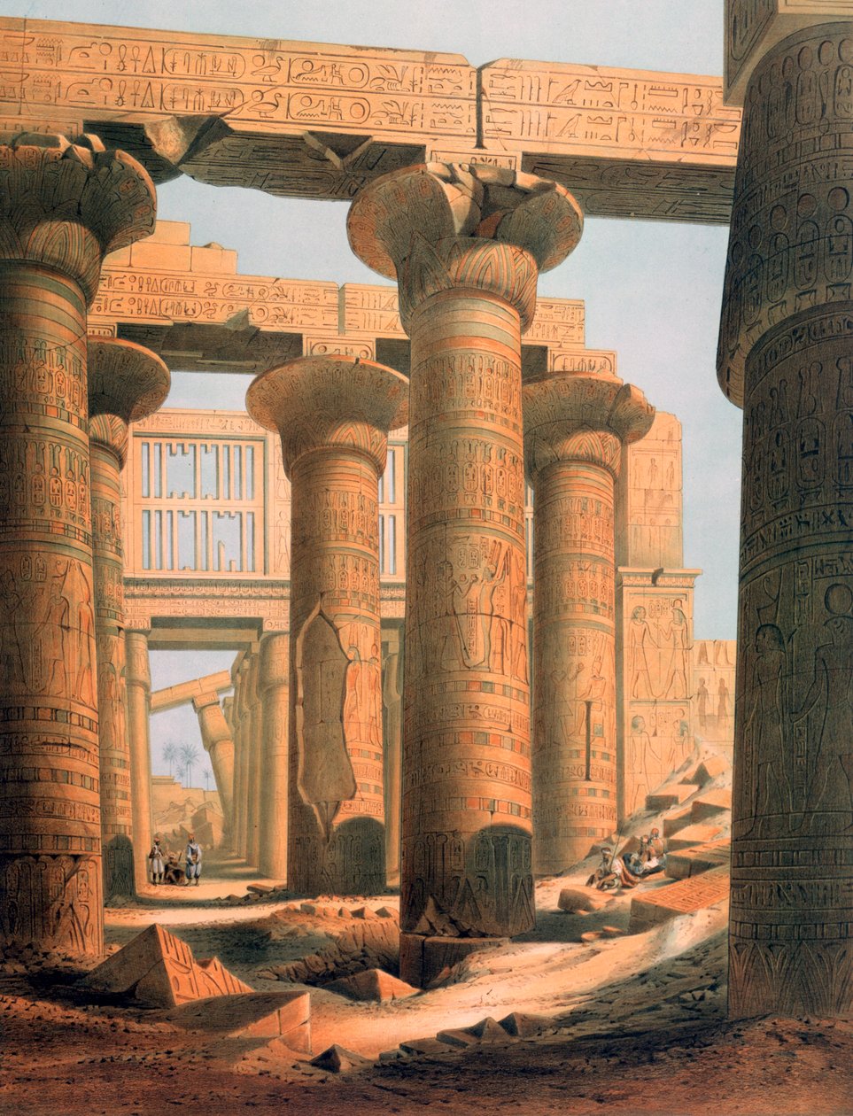 "Hall at Karnak", Egypti, 1800-luku tekijältä E Weidenbach