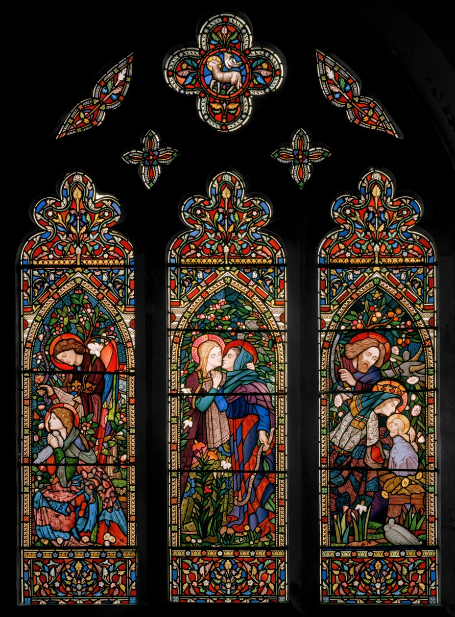 Ilmoitus, vierailu ja syntymä, n. 1860 tekijältä E. and Halliday Burne Jones