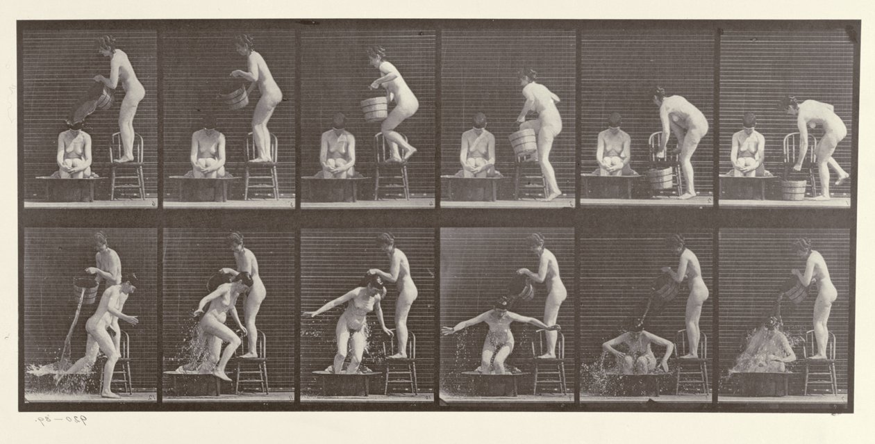 Kaksi naista uimassa, levy 406 Animal Locomotionista, 1887 tekijältä Eadweard Muybridge