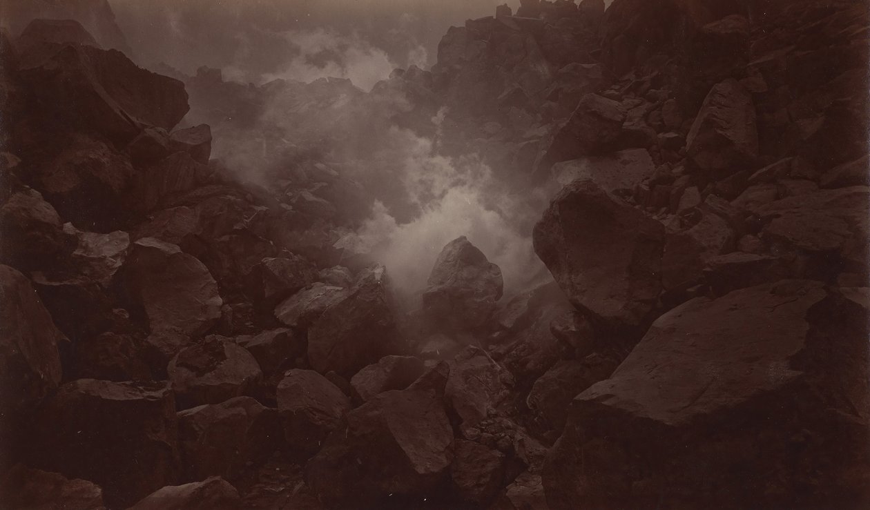 Tulivuoren kraatteri, Quetzaltenango-Guatemala, 1875. tekijältä Eadweard Muybridge