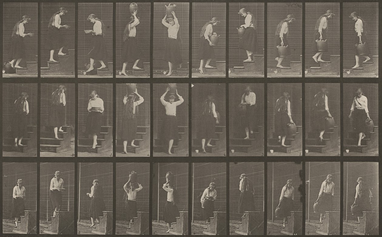Kilpi numero 504. Nousevat ja laskevat portaat, 1887. tekijältä Eadweard Muybridge