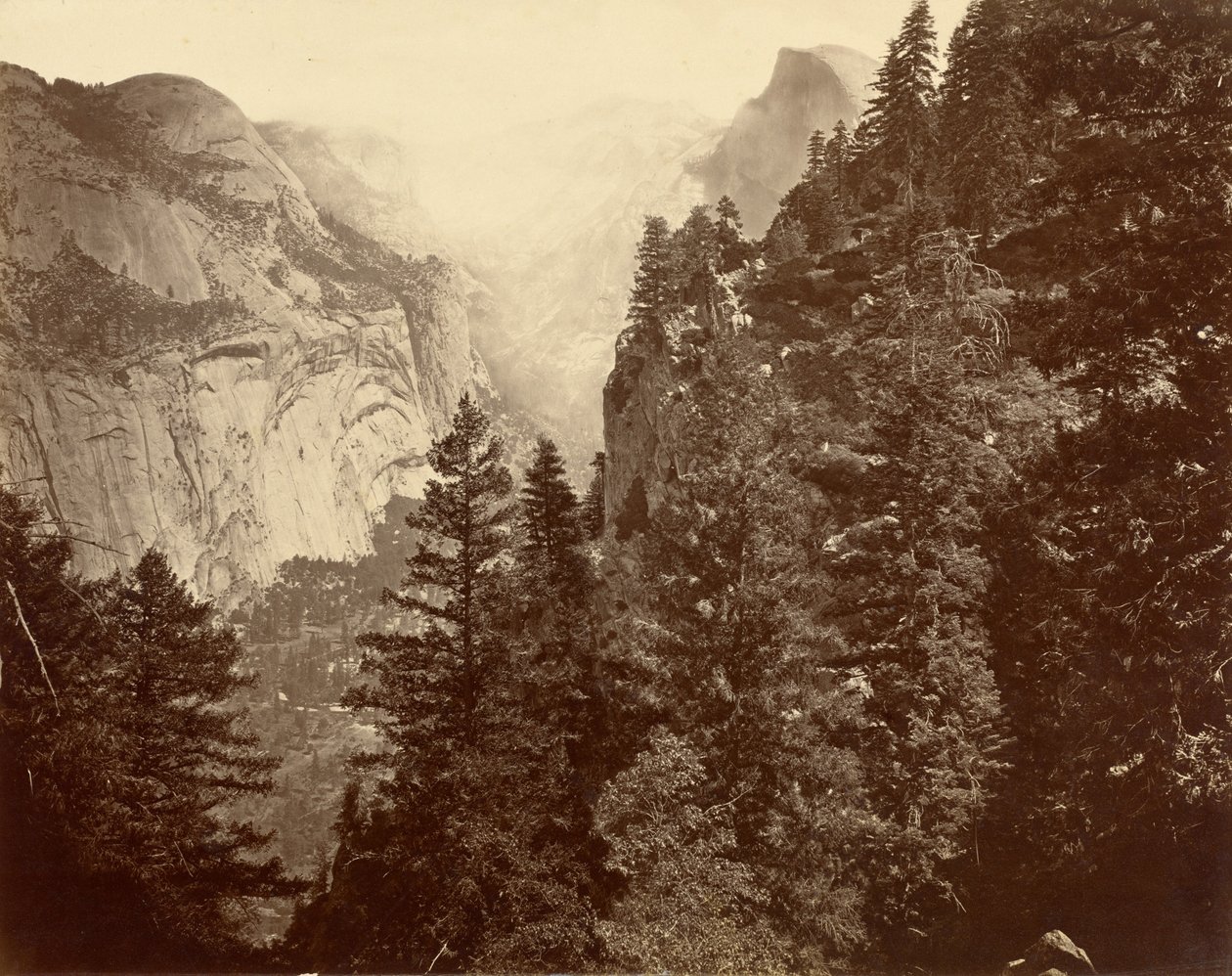 Tenaya Canyon Union Pointista, Yosemiten laaksosta, 1872. tekijältä Eadweard Muybridge