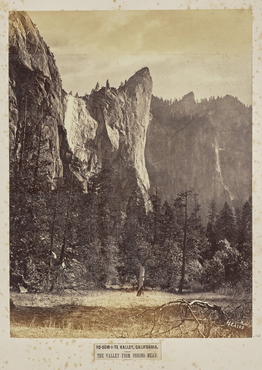 Yo-Sem-i-te Valley, Kalifornia. Laakso Pohono Meadowsista tekijältä Eadweard J. Muybridge