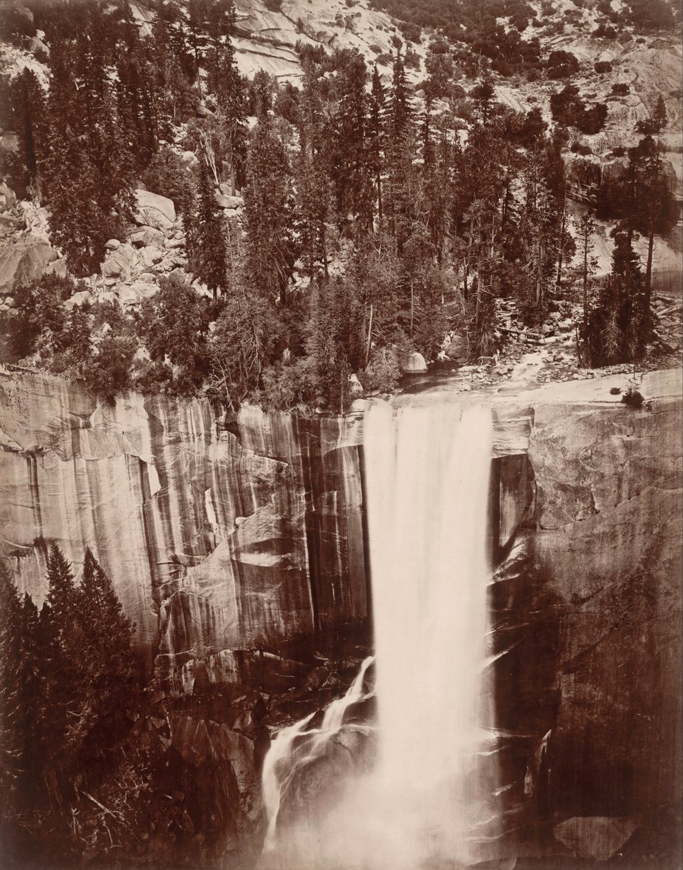 Pi-Wi-Ack (tähtien suihku), Vernal Fall, 400 jalkaa, Yosemiten laakso tekijältä Eadweard Muybridge