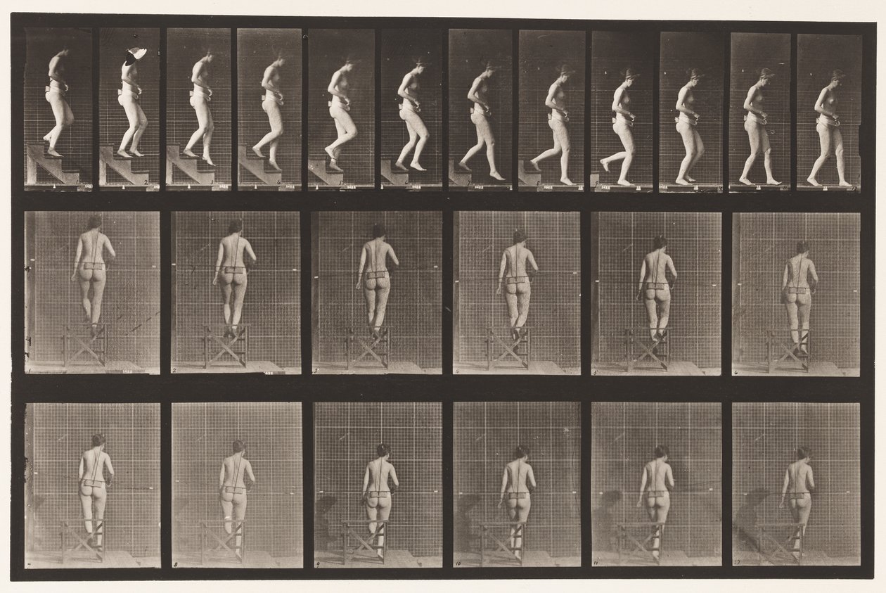 Levy 130. Laskevat portaat, kädet ristissä, 1872-1885 tekijältä Eadweard Muybridge