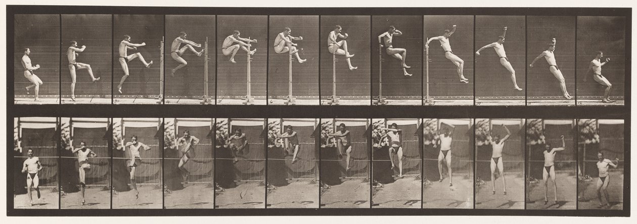 Levy 152. Hyppy; Juoksusuora korkeushyppy (kengät) tekijältä Eadweard Muybridge