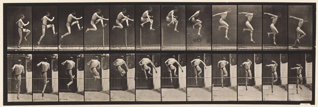 Levy 153. Hyppy; Juoksusuora korkeushyppy (kengät) tekijältä Eadweard Muybridge