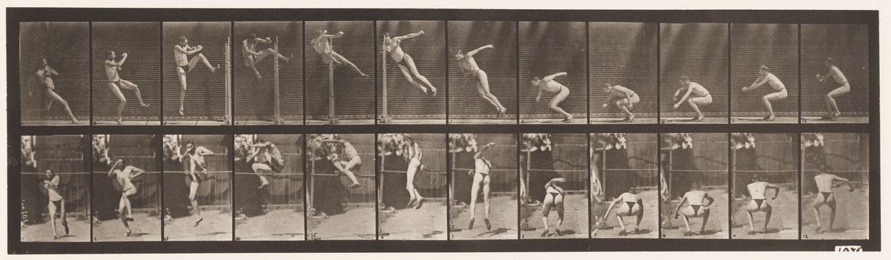 Levy 157. Hyppy; Juoksu Twist korkeushyppy tekijältä Eadweard Muybridge