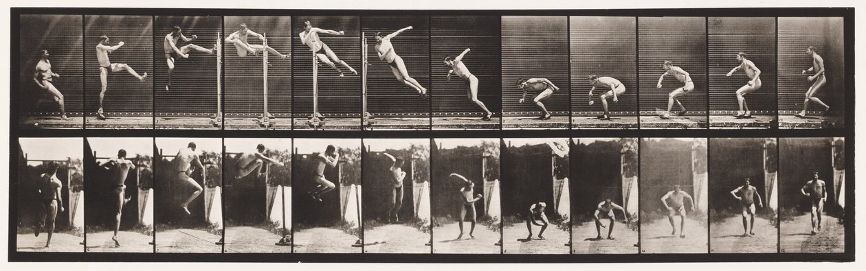 Levy 158. Hyppy; Running Twist korkeushyppy (kengät) tekijältä Eadweard Muybridge
