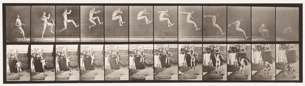 Levy 159. Hyppy; Juoksu laajahyppy (kengät) tekijältä Eadweard Muybridge