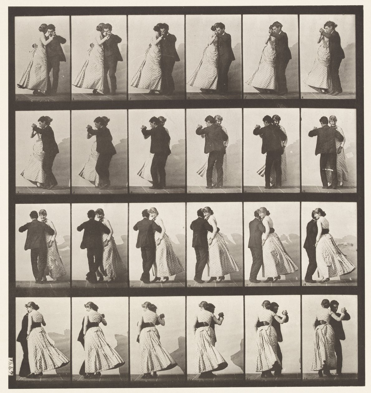 Lauta 197. Tanssiva valssi, kaksi mallia tekijältä Eadweard Muybridge