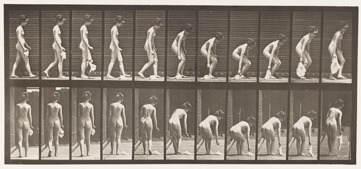 Lauta 202. Nenäliinan pudottaminen ja nostaminen tekijältä Eadweard Muybridge