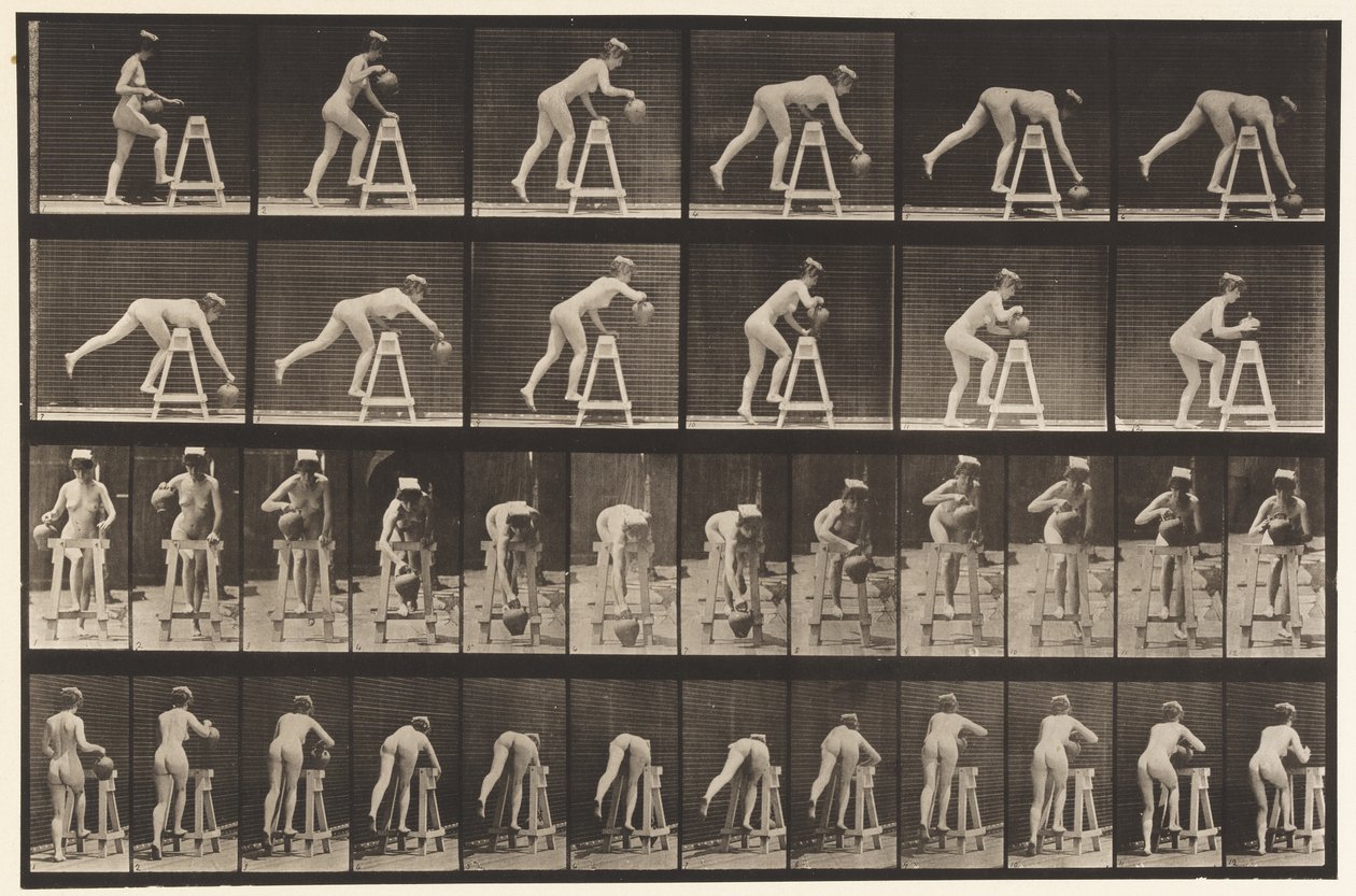 Lauta 203. Taivuttaminen pukin yli vesipurkilla tekijältä Eadweard Muybridge