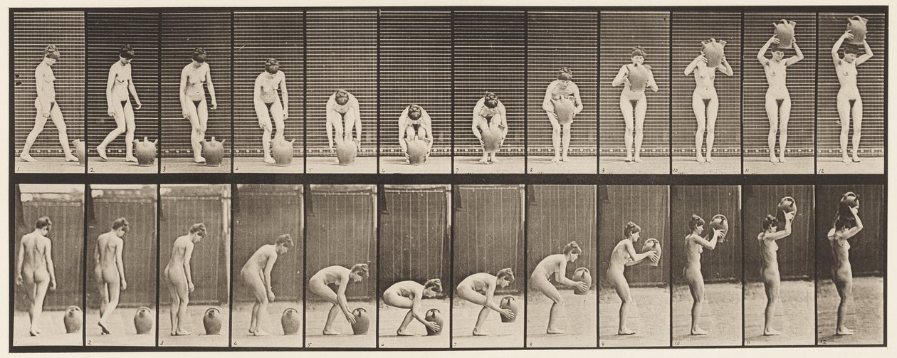 Levy 224. Vesipurkin kumartaminen ja nostaminen päähän tekijältä Eadweard Muybridge