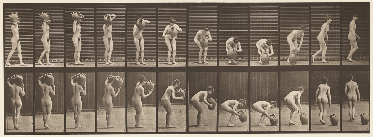 Levy 225. Vesipurkin irrottaminen olalta maahan tekijältä Eadweard Muybridge