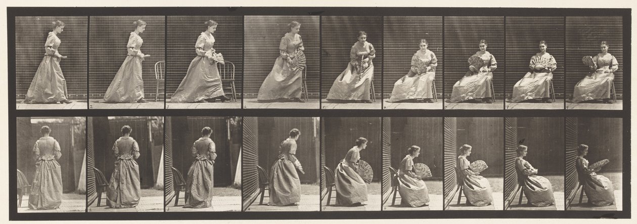 Lauta 240. Istuminen ja tuulettimen flirttailu tekijältä Eadweard Muybridge