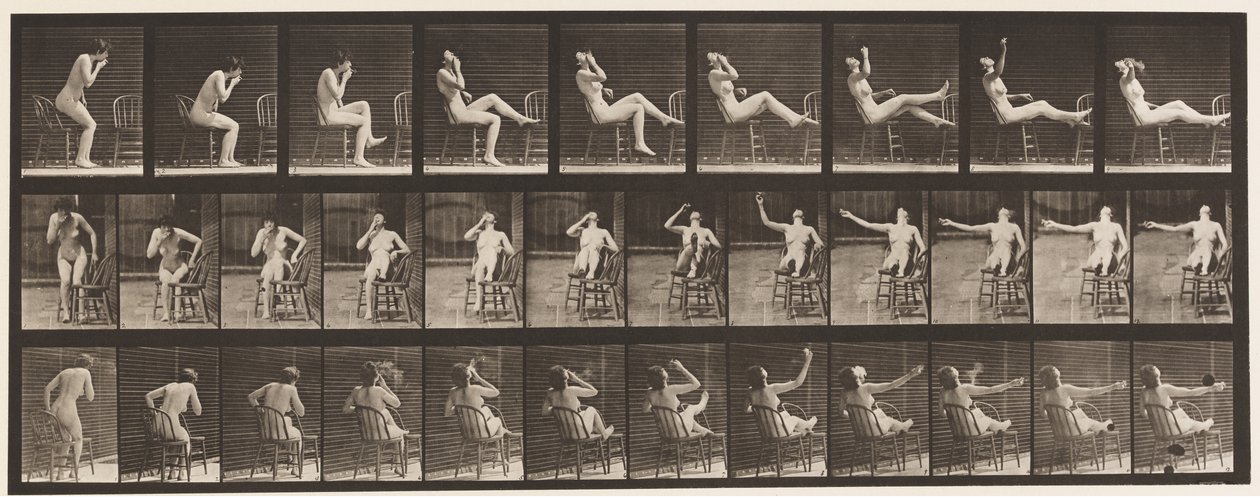 Lauta 247. Istuminen Jalat asettaminen tuolille tekijältä Eadweard Muybridge