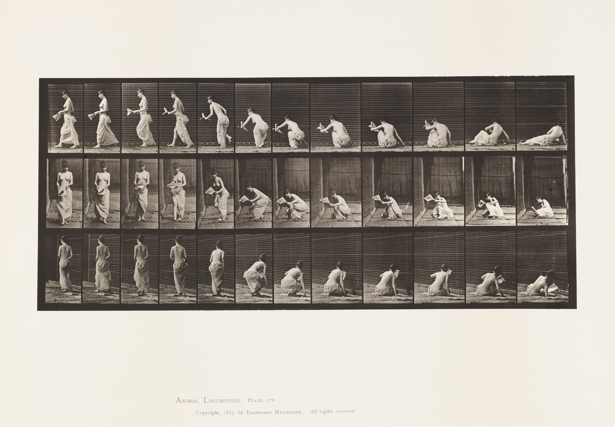 Levy 271. Nousemassa maasta paperi vasemmassa kädessä tekijältä Eadweard Muybridge