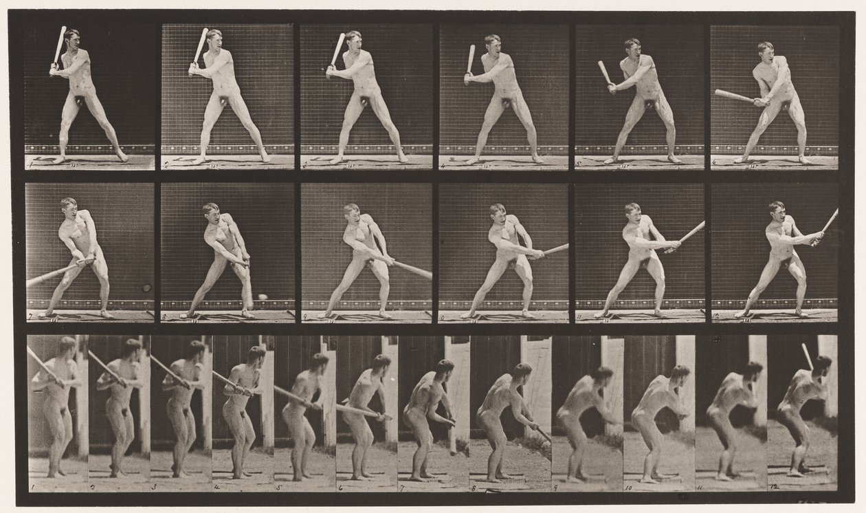 Lauta 275. Peruspallo; Lyönti (matala pallo) tekijältä Eadweard Muybridge