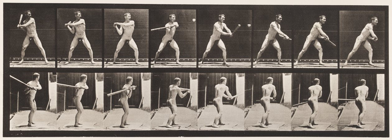 Lauta 279. Peruspallo; Batting, 1885 tekijältä Eadweard Muybridge