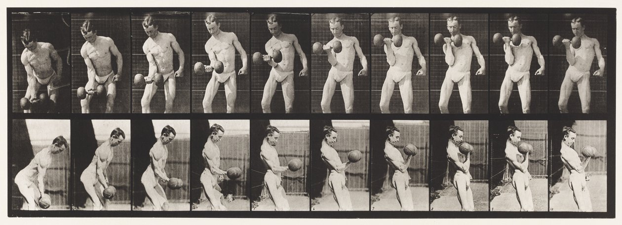 Levy 324. Curling 50-lb. Käsipaino, malli, 3/4 pituus tekijältä Eadweard Muybridge