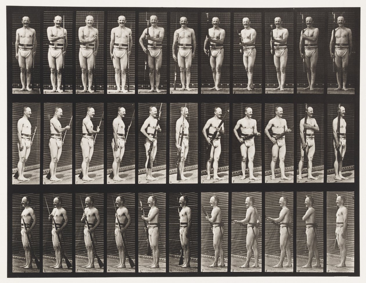 Levy 351. Kiinnitä ja irrota pistimet, 1872-1885 tekijältä Eadweard Muybridge