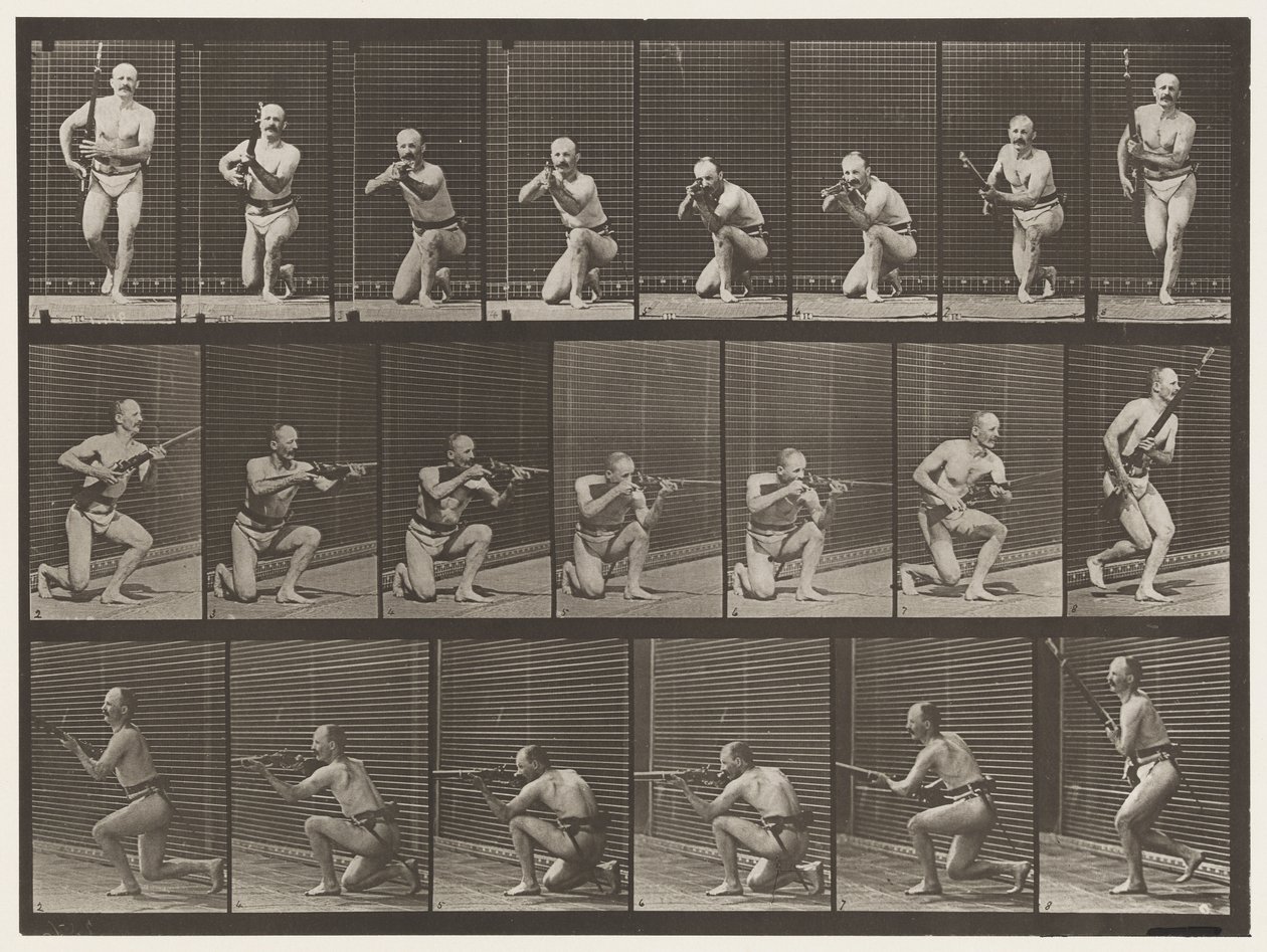 Levy 356. Polvistuminen, ampuminen ja nousu tekijältä Eadweard Muybridge