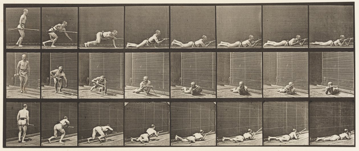 Levy 357. Makaa maassa ja ampuu tekijältä Eadweard Muybridge