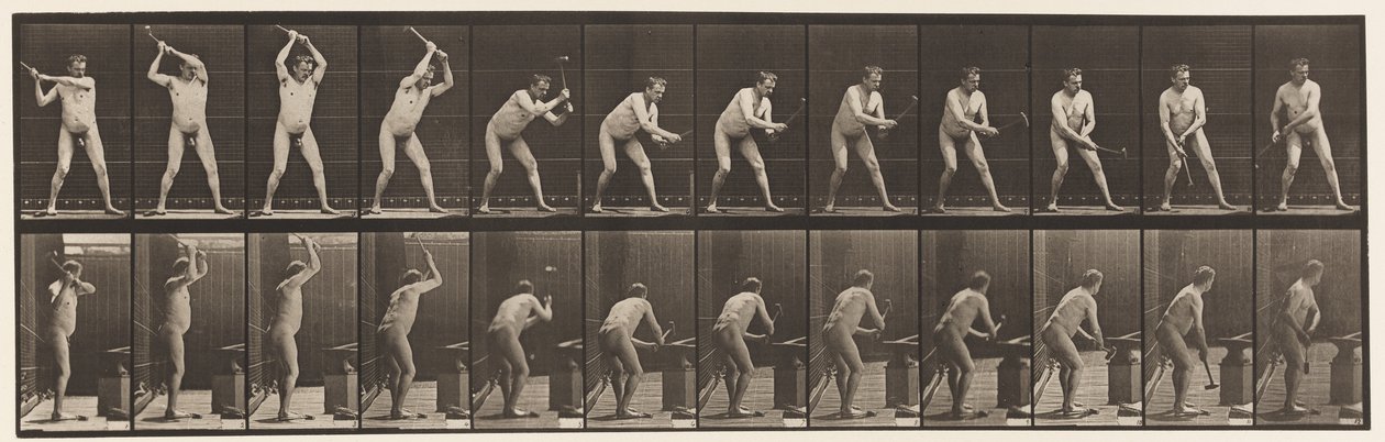 Levy 376. Seppä, Vasara alasin, kaksi kättä, 1872-1885 tekijältä Eadweard Muybridge