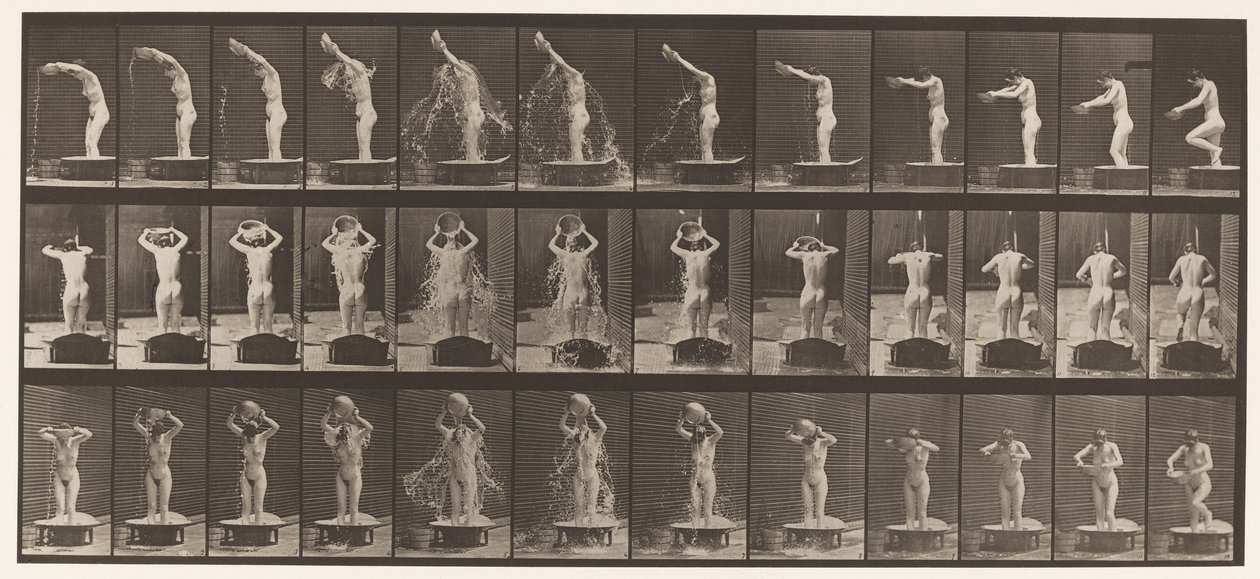 Lauta 409. Veden kaatoallas pään päälle tekijältä Eadweard Muybridge