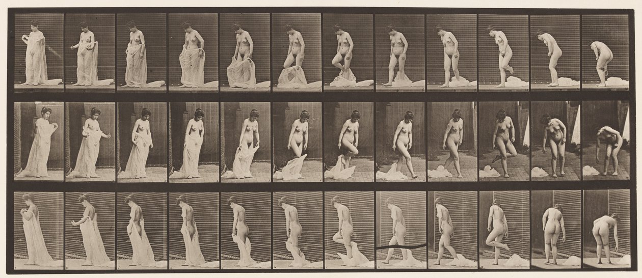 Lauta 430. WC; Vaatteiden riisuminen, 1872-1885 tekijältä Eadweard Muybridge