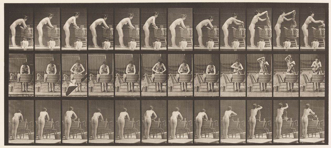 Lauta 432. Vaatteiden pesu Tubissa tekijältä Eadweard Muybridge
