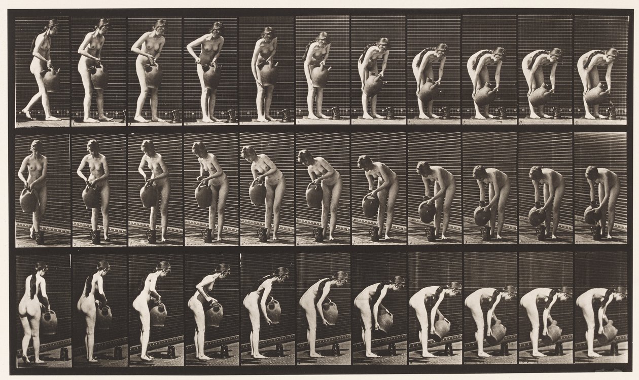 Lauta 446. Täyttökannu maassa vesipurkista tekijältä Eadweard Muybridge