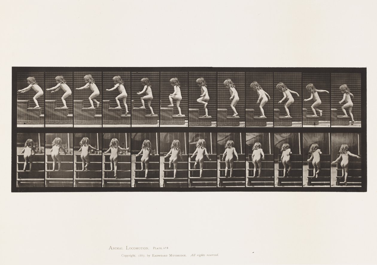 Levy 473. Lapsi kävelee yläkerrassa tekijältä Eadweard Muybridge