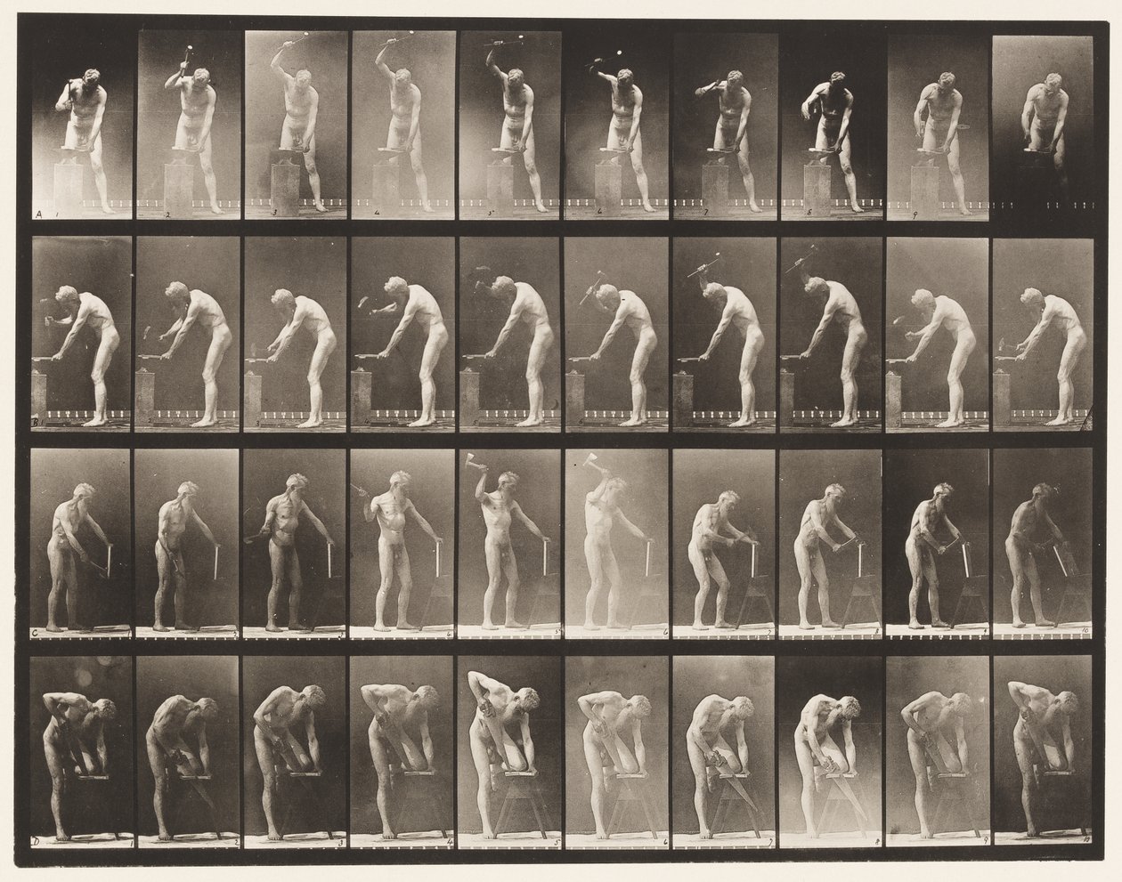 Levy 491. A, Hammering at Anvil; B, Hammering at Anvil tekijältä Eadweard Muybridge