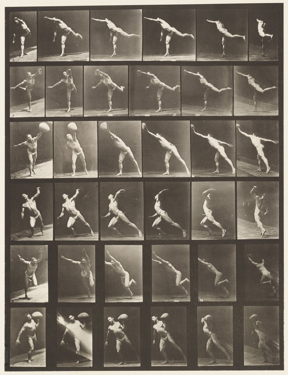 Levy 523. A, Isku; B, heittolevy; tekijältä Eadweard Muybridge