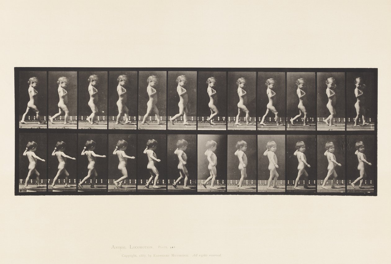 Levy 540.A, jousijalat; Poika; B, Spinal Caries; Kävelevä tyttö, 1885 tekijältä Eadweard Muybridge